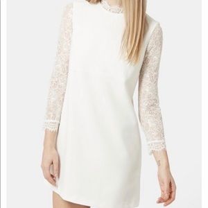 Topshop off-white a-line mini dress long sleeve lace great condition US size 10